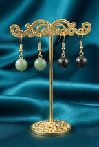 Natural Healing Stone Drop Earrings for Women – Rose Quartz, Citrine, Firoza, Green Aventurine & Pyrite | Handmade Healing Crystal Earrings | Stylish Lightweight Jewellery